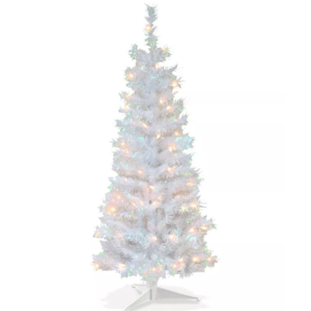 National Tree Co 4' White Tinsel Pre Lit New